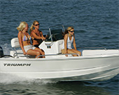 Family in Surf City on Topsail Boat Rental 15 Foot Center Console Triumph Boat Image